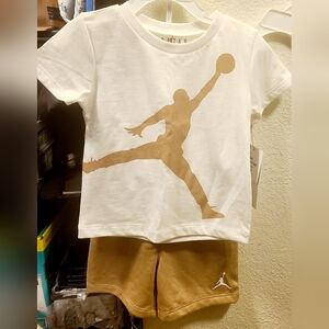 Jordan Kids' White and Brown Matching Set